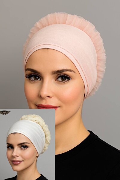 ALDAIYR قطعتان من قبعات الحجاب المزينة بالكشكشة