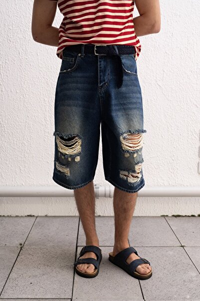 Hiccup GIESTO wide-leg Denim midi shorts