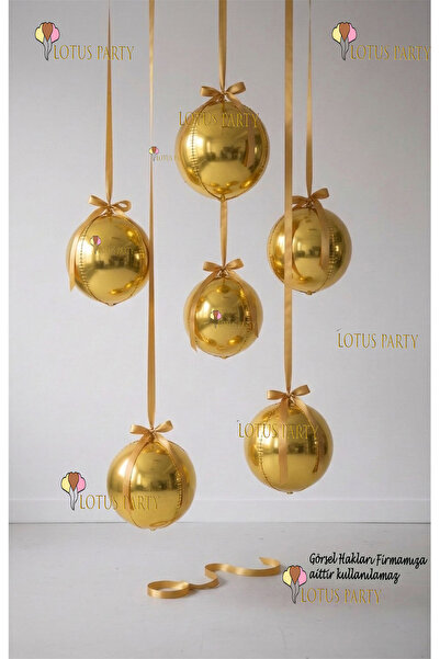 LOTUS PARTY Gold Küre Balon - Parlak Küre Balon- Tavandan Sarkıtmalı Küre Bal...