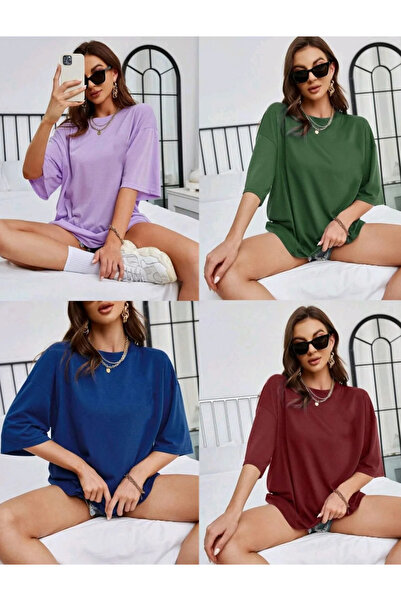 SUNFREE 4ü1 Арада Без принта Прямий унісекс Oversize (широкий крій) футболка