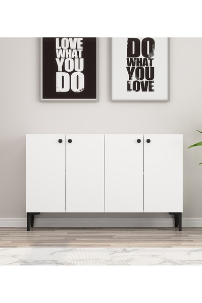 morepp Onna 120 cm Konsol, Tv Ünitesi, Çok Amaçlı Dolap Beyaz-Siyah