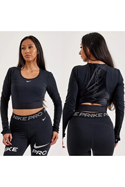 Nike Про дрі-фіт укорочений довгий спортивний топ