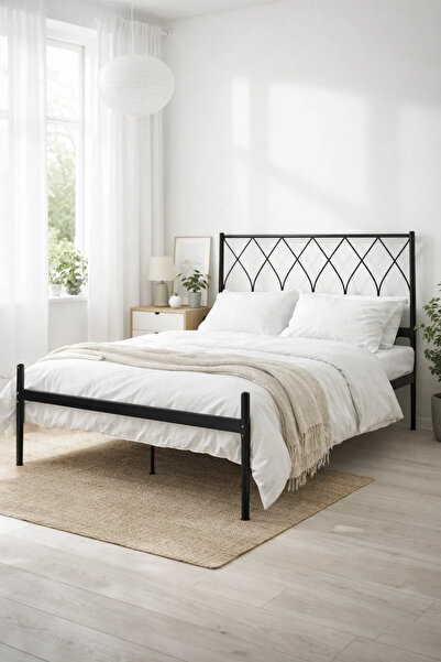 MARIA HOMES Black Metal Bed Frame modern and durable sleeping solution for be...
