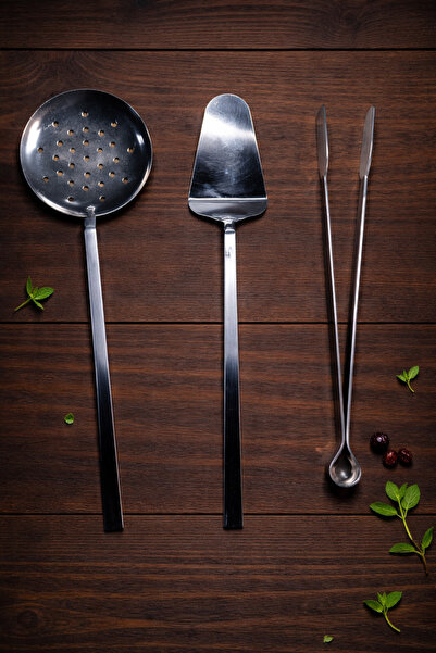 Umut طقم تقديم مكون من 3 قطع، ملعقة وملاقط للتقديم