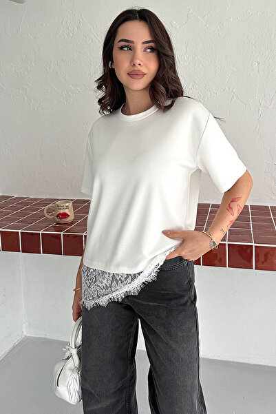 Noa&Noa Tricou cu detalii dantelă pentru femei – Tricou elegant și casual cu ...