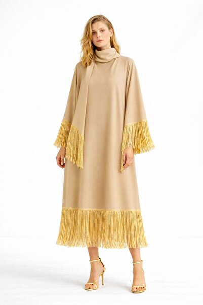 ALYEL NAKER Tassel Detailed Midi Length Casual A-Line Stylish Dress