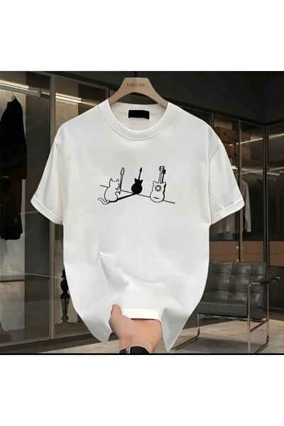 ELAN WEAR تيشيرت أبيض مطبوع كبير الحجم للنساء/الرجال من القطن عالي الجودة من ...