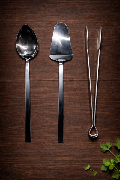 Umut طقم تقديم مكون من 3 قطع، ملعقة، ملعقة مسطحة، ملقط، أدوات تقديم