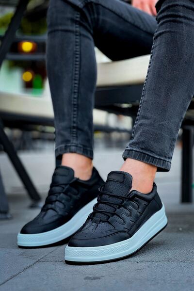 Zapatos حذاء رياضي رجالي كاجوال برباط من الجلد موديل CH040 C-Rey CBT - أسود