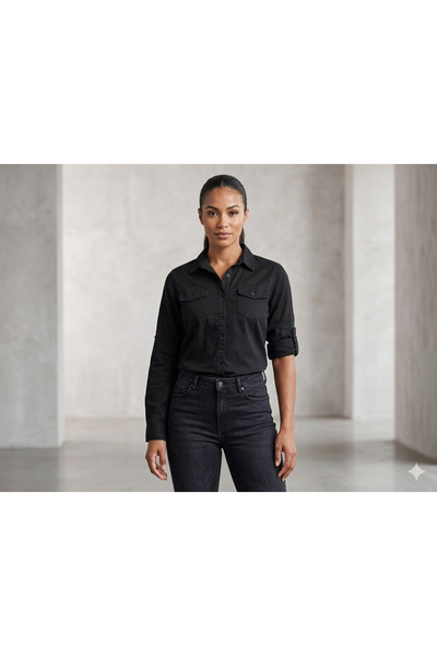 Butik Likralı kadın kot gomlek