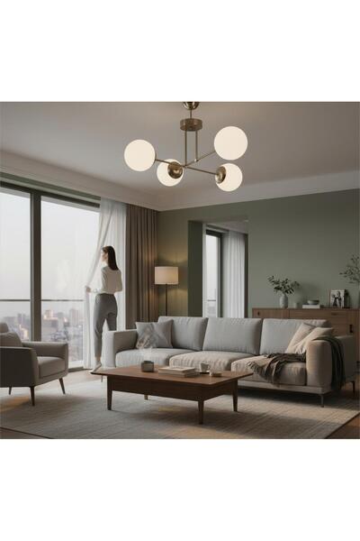 RETRO STYLE YAĞMUR 4 LÜ MAT KROM AVİZE