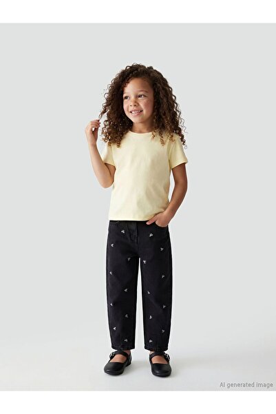 LC Waikiki Παιδικό τζιν παντελόνι LCW με κέντημα και σχέδιο μπαλόνι για κορίτσια