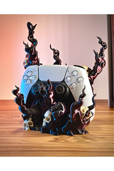 BS3DCRAFTS.CO Karanlık Alev ve Kafatası Tasarım PS5 DualSense Kontrolcü Stand...