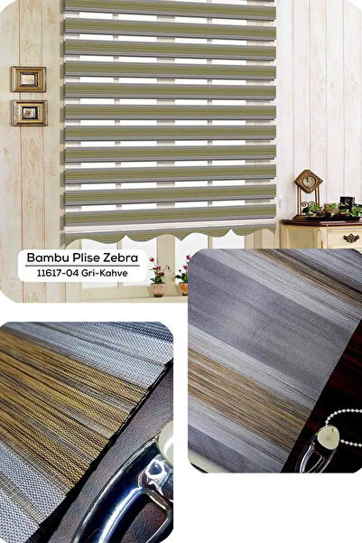 YS PERDE TASARIM Lux Keten Plise Renk Geçişli Zebra Stor Perde, Alüminyum Kas...