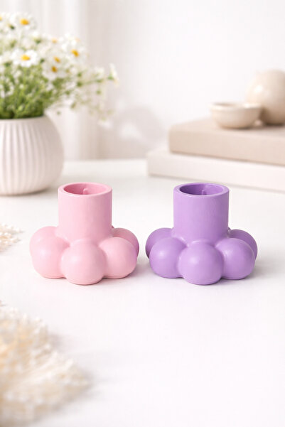 Mumperya Dekoratif Bubble Şamdan 2'li Set Modern Mumluk