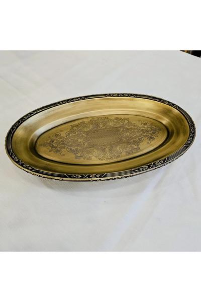 MaviDamla Stainless Steel Serving and Presentation Set with Stands Antique 3 Pieces