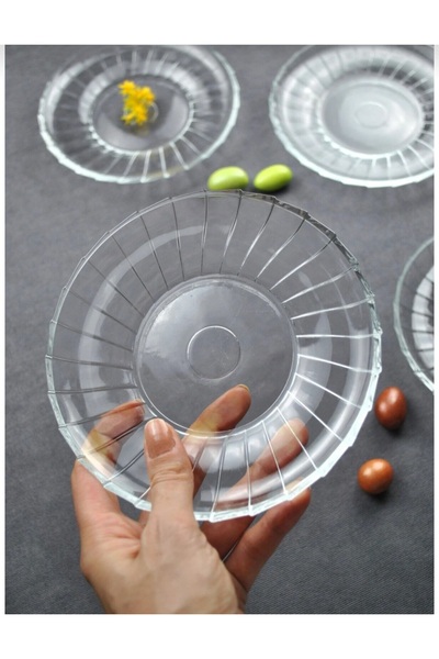 KÖSEOĞLU HOME 6 Pieces Glass Mini Dessert Serving Plate Set 15 cm