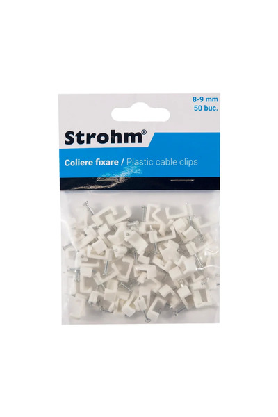 OEM Επίπεδες σφιγκτήρες Strohm, 8-9 mm, λευκές (σετ 50 τεμαχίων)