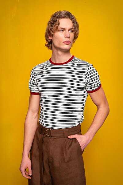 Hiccup GIESTO Slim Fit Striped Crew Neck T-Shirt