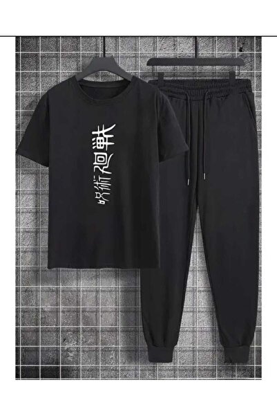 ibibik moda ΜΑΥΡΟ με τύπωμα oversized Σετ Φόρμας (Κάτω & Άνω)