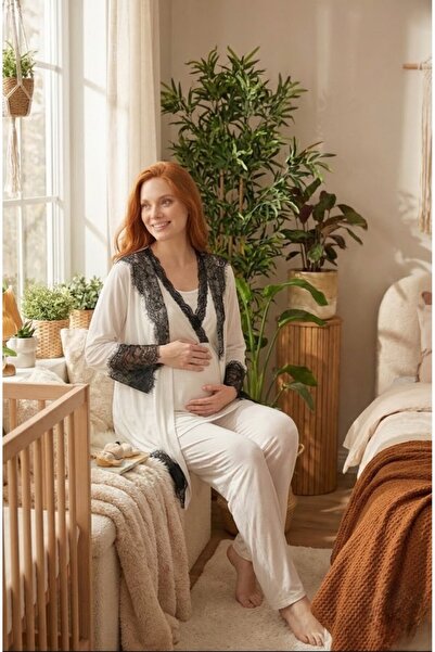 PREGNANT WORLD New Season Ecru Short Sleeve Breastfeeding Feature 100% Cotton...