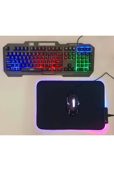 Generic لوحة مفاتيح وماوس ألعاب SMART NEST REDMO RGB، لوحة ماوس RGB، إضاءة LE...