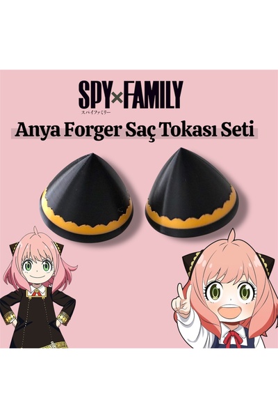 Bilgin Üretim Spy x Family Anya Forger Saç Tokası (2’li Set) – Siyah & Altın ...