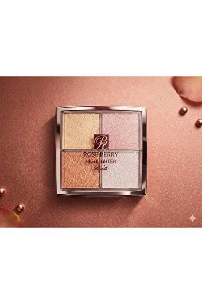 ROSE BERRYY باليت إضاءة (هايلايتر) روز بيري - 4 ألوان شيمر احترافية