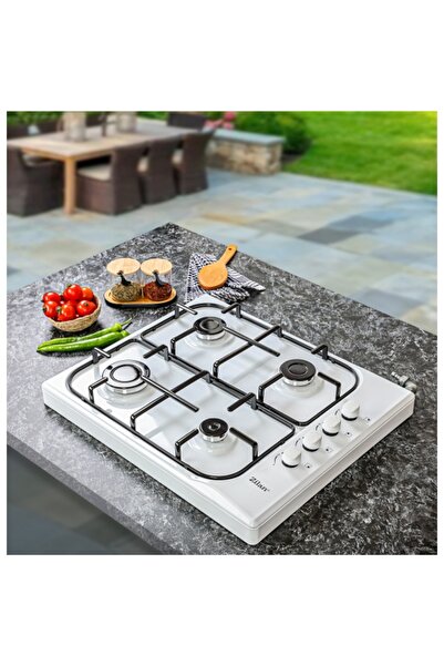 Zilan Aragaz GPL 4 arzatoare ZLN1518 emailat alb, 7kW butoane laterale