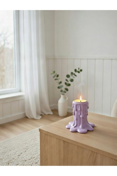 Handmade Modern Akışkan Formlu Dekoratif Mumluk - Minimalist Lila Estetik Ev ...