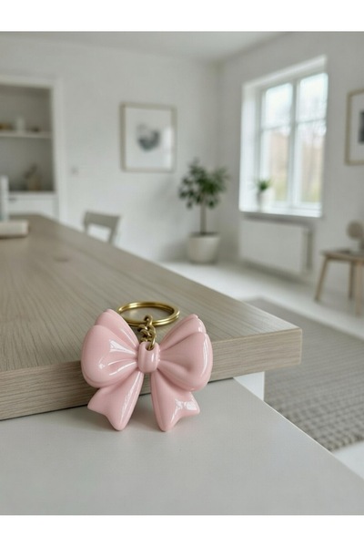 Handmade Pembe Fiyonk Tasarım Anahtarlık - Coquette Aesthetic Çanta Aksesuarı