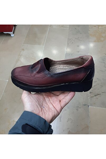 BELOX Kadın İçi-Dışı Hakiki Deri Ortopedik Dolgu Topuk Önü Lastikli Anne Ayak...