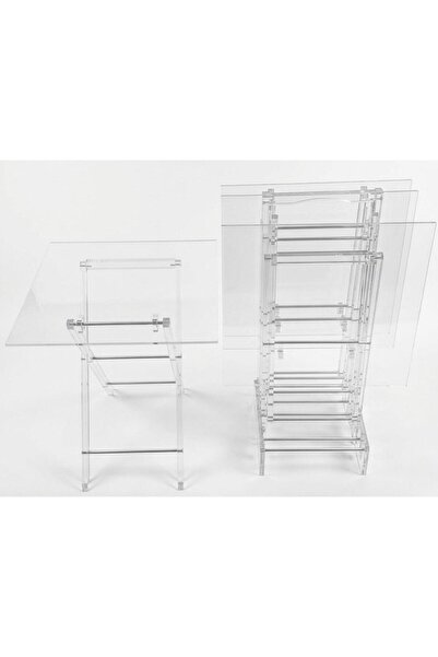 Tradeo طقم طاولات وصواني قابلة للطي من أكريليك مكون من 5 قطع - طاولات وجبات خ...