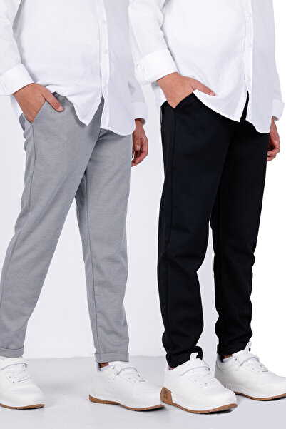 3MODA Erkek Çocuk Ribana Bel Joger Pantolon - 2 li Paket
