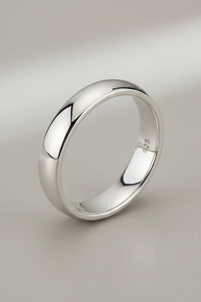 Vua Jewellery 925 Ayar Gümüş Klasik Bombeli Alyans 4 mm Söz Nişan Evlilik yüzüğü