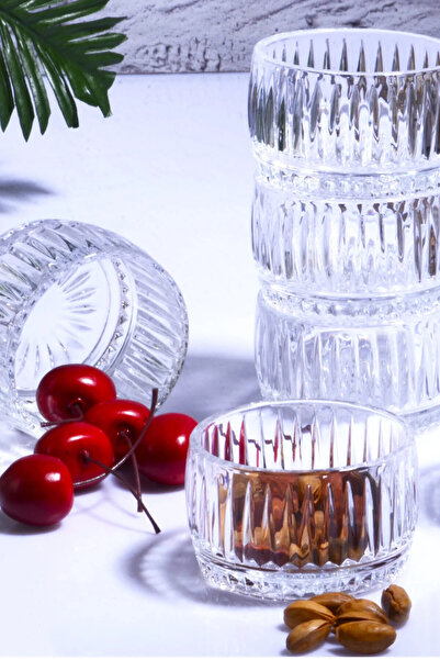 KjBrand Kesme Cam Çerezlik Kase 6'lı Set – İkramlık Cam Kase – Şeffaf Sunum K...