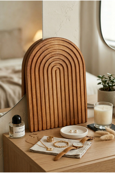 BÜYÜLÜ HOME Koyu Renk Dalgalı Ahşap Sunum Tahtası | Ahşap Servis Tabağı | Kah...