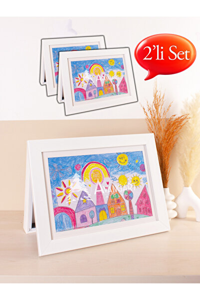 AVANGART ATÖLYE 2 ADET Çocuklar Için Katlanır Sanatsal Resim Çerçevesi Beyaz A4