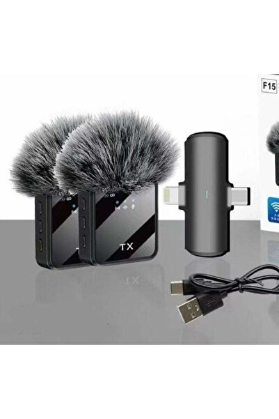 Generic ميكروفون لاسلكي F15-2 يُعلق على الرقبة لأجهزة iPhone/Android/Type C