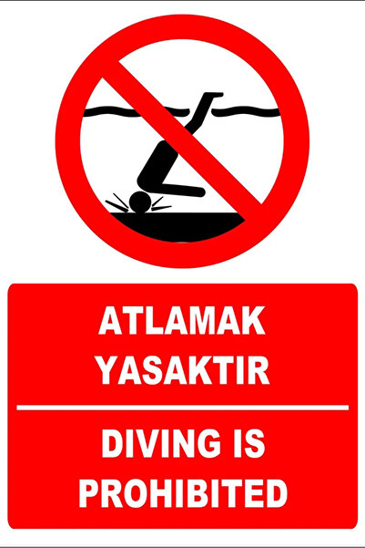 Atlamak Yasaktır Türkçe-İngilizce Uyarı Levhası 20x30 cm Forex