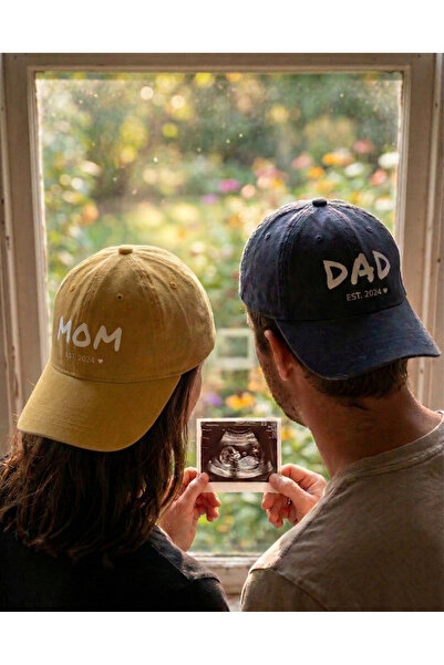 emybox Mom Dad Çift Şapka - Yıkamalı Eskitme Kumaş Ayarlanabilir Ölçü Tokalı ...