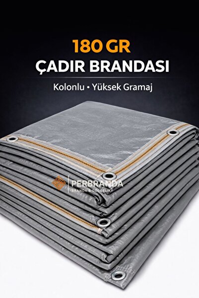PERBRANDA ÇADIR BRANDASİ 4 X 10 KOLON TAKVİYELİ 180gr/m2 GRİ RENK