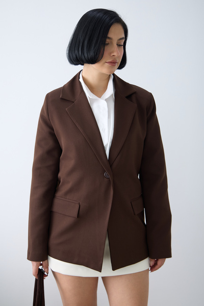 Füme Dabıl Fabric Single Button Lined Blazer Jacket