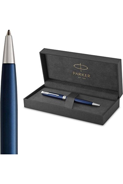 Parker قلم حبر جاف سونيت أزرق لامع مزين بالبلاديوم، سن متوسط، حبر أسود-8572