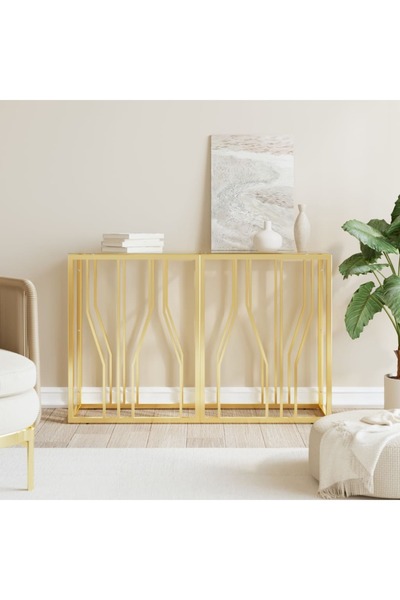 Concept Masă consolă, 110x30x70 cm, oțel inoxidabil și sticlă