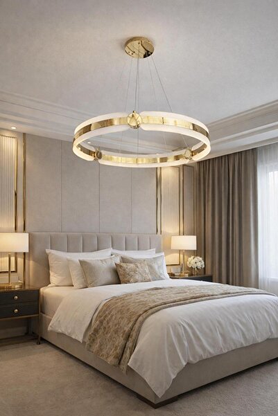 HOMSİ LEDLİ TEKLİ YÜZÜKLÜ GOLD AVİZE