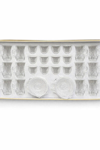Urbanza 36 Piece Clear Glass Tea Set with Cups and Saucers Elegant Textured T...