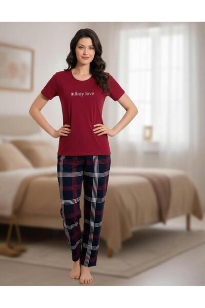 BOYRAZ Slim Fit Slim Fit Women's Milan Crew Neck Short Sleeve Pajama Set 1100...