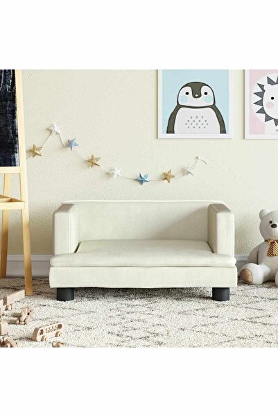 Concept Canapea pentru copii, crem, 60x40x30 cm, catifea