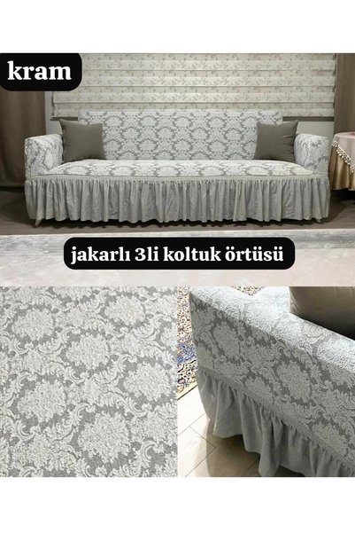 ARTUÇ TROMESTNA KAUČ SA ŽAKARD OTTOMAN UZORAKOM I ELASTIČNOM SUKNJOM Prekriva...
